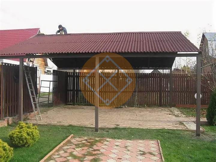 навес с ондулином
